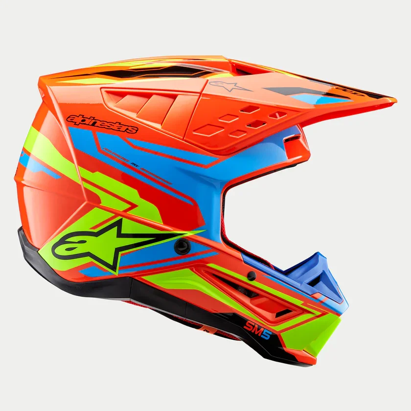 Capacete Alpinestars SM5 Action 2 Laranja Flúor/Azul/Amarelo Gloss